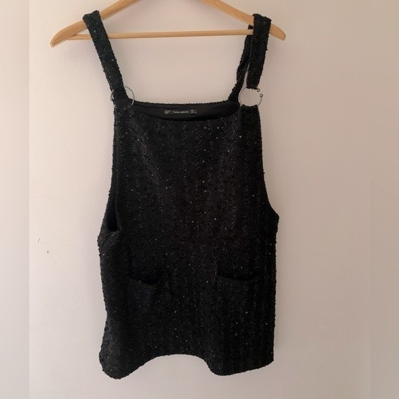Zara Black Sparkly Overall Jumper Size L - Picture 3 of 14